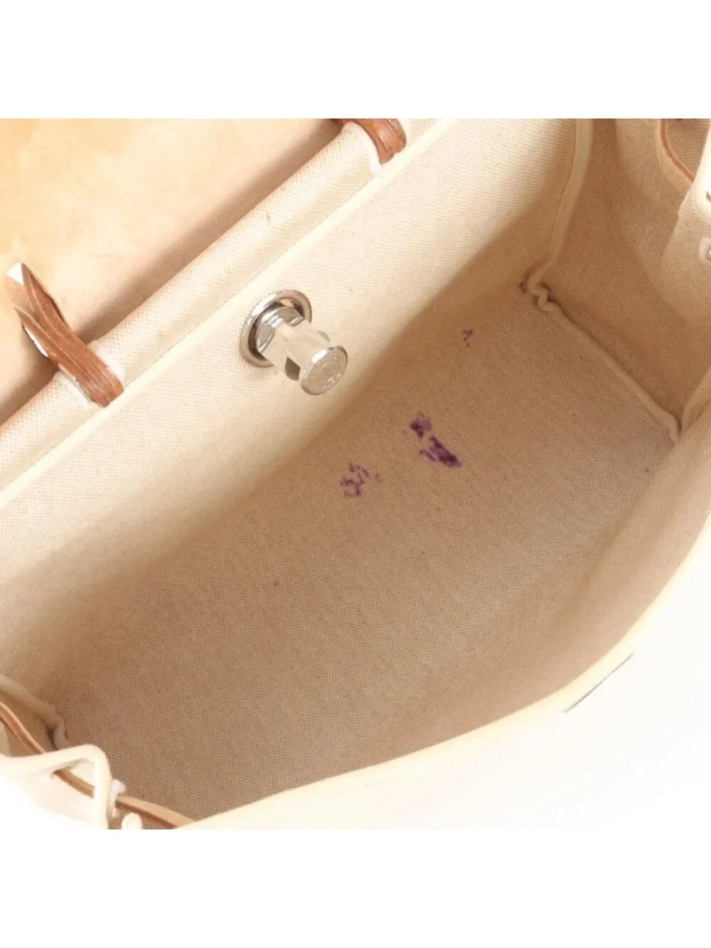 Hermes Herbag MM Leather Toile Ash 2-Way Shoulder Bag Business Tote